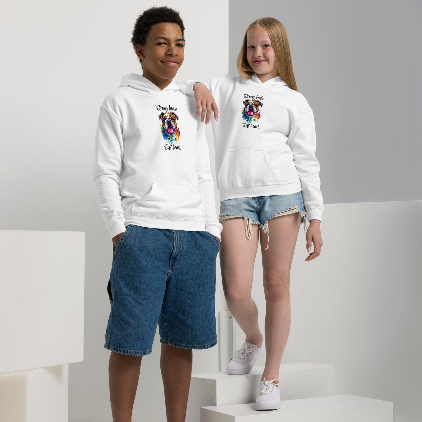 Cute Bulldog - Youth heavy blend hoodie